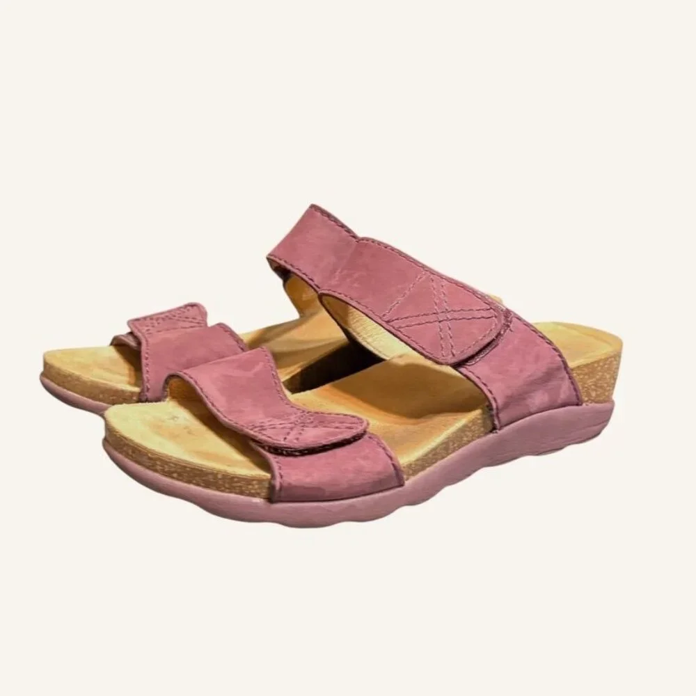 Dansko Maddy Wedge Slide Sandal 40 10 Plum Nubuck Leather Cork Platform - Picture 5 of 12